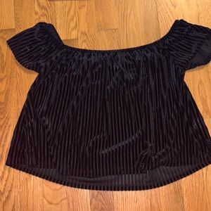 PacSun Black Off the Shoulder Textured Shirt